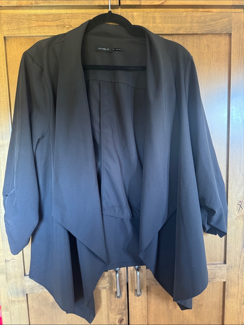 3X Blu Pepper (Mod cloth) Black Draped Open-Front Women's Jacket/Blazer